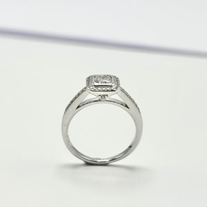 18ct White Gold, Diamond Halo Engagement Ring
