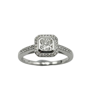 18ct White Gold, Diamond Halo Engagement Ring