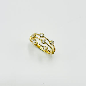 18ct Yellow Gold, Diamond Bubble Ring
