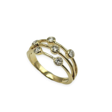 18ct Yellow Gold, Diamond Bubble Ring