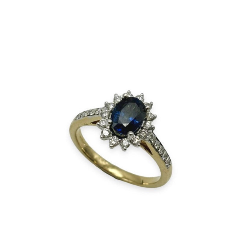 18ct Yellow Gold, Sapphire and Diamond Ring