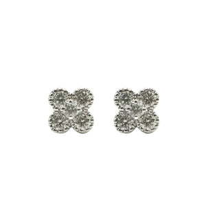 18ct White Gold Diamond Flower Stud Earrings