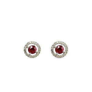 18ct Ruby and Diamond Halo Stud Earrings