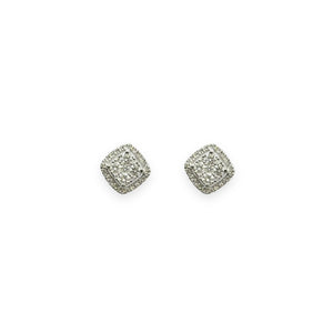 18ct White Gold Cushion Shaped Diamond Halo Stud Earrings