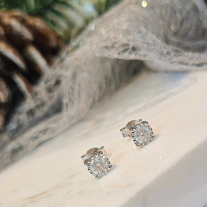 9ct White Gold Solitaire Diamond Earrings