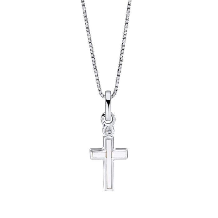 D For Diamond Mother Of Pearl Cross Pendant