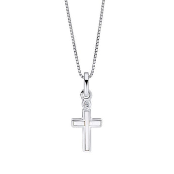 D For Diamond Mother Of Pearl Cross Pendant