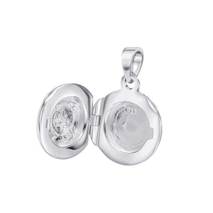 Sterling Silver Round Locket With Cubic Zirconia