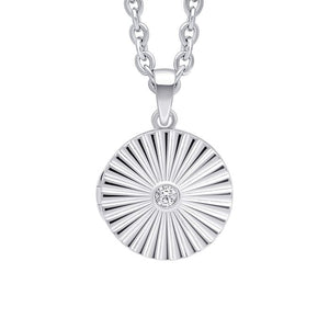 Sterling Silver Sunburst Round Locket Pendant