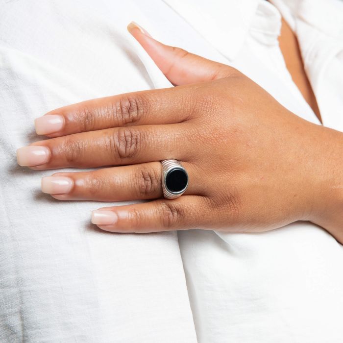 Sterling Silver Black Onyx Signet Ring