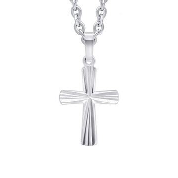 Sterling Silver Diamond Cut Detailed Cross Pendant