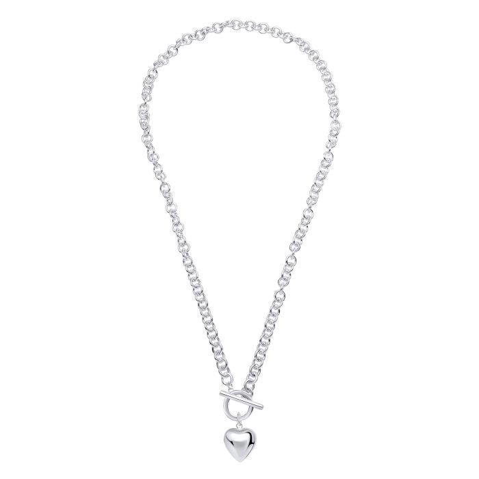 D For Diamond | Puff Heart T-Bar Chain Necklace