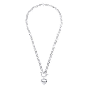 D For Diamond | Puff Heart T-Bar Chain Necklace