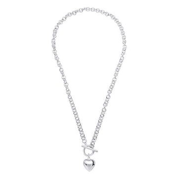 D For Diamond | Puff Heart T-Bar Chain Necklace