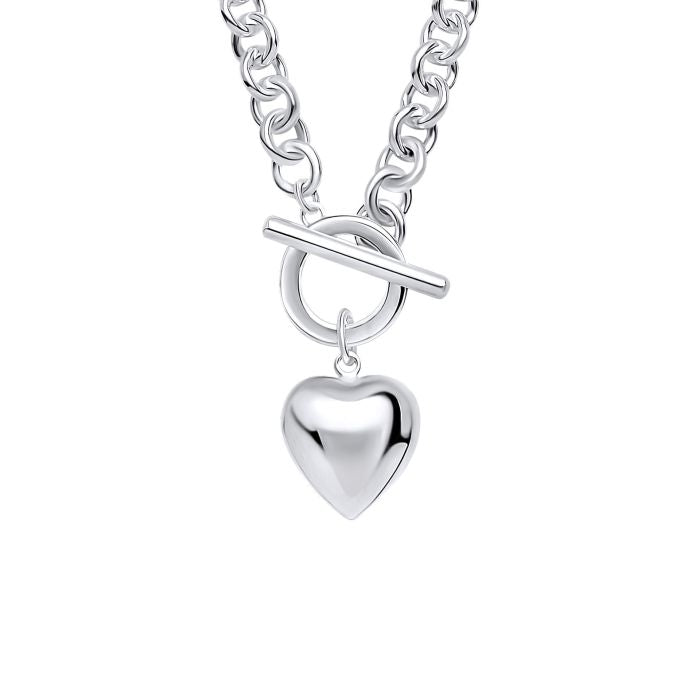 D For Diamond | Puff Heart T-Bar Chain Necklace