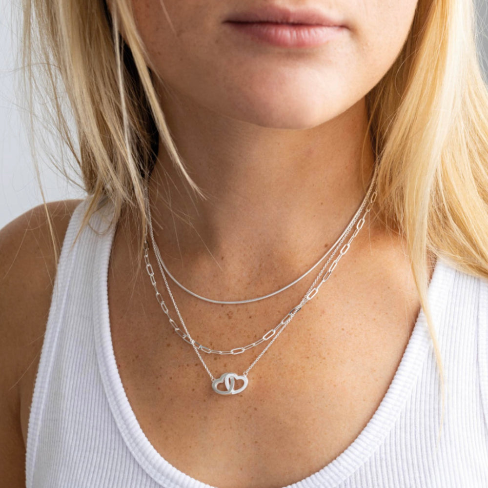 Sterling Silver Double Heart Necklace