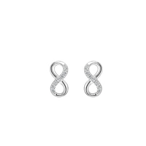 Sterling Silver Infinity CZ Stud Earrings