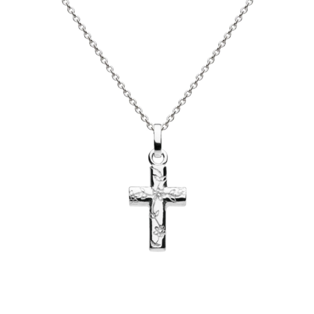 Sterling Silver Small Engraved Cross Necklace