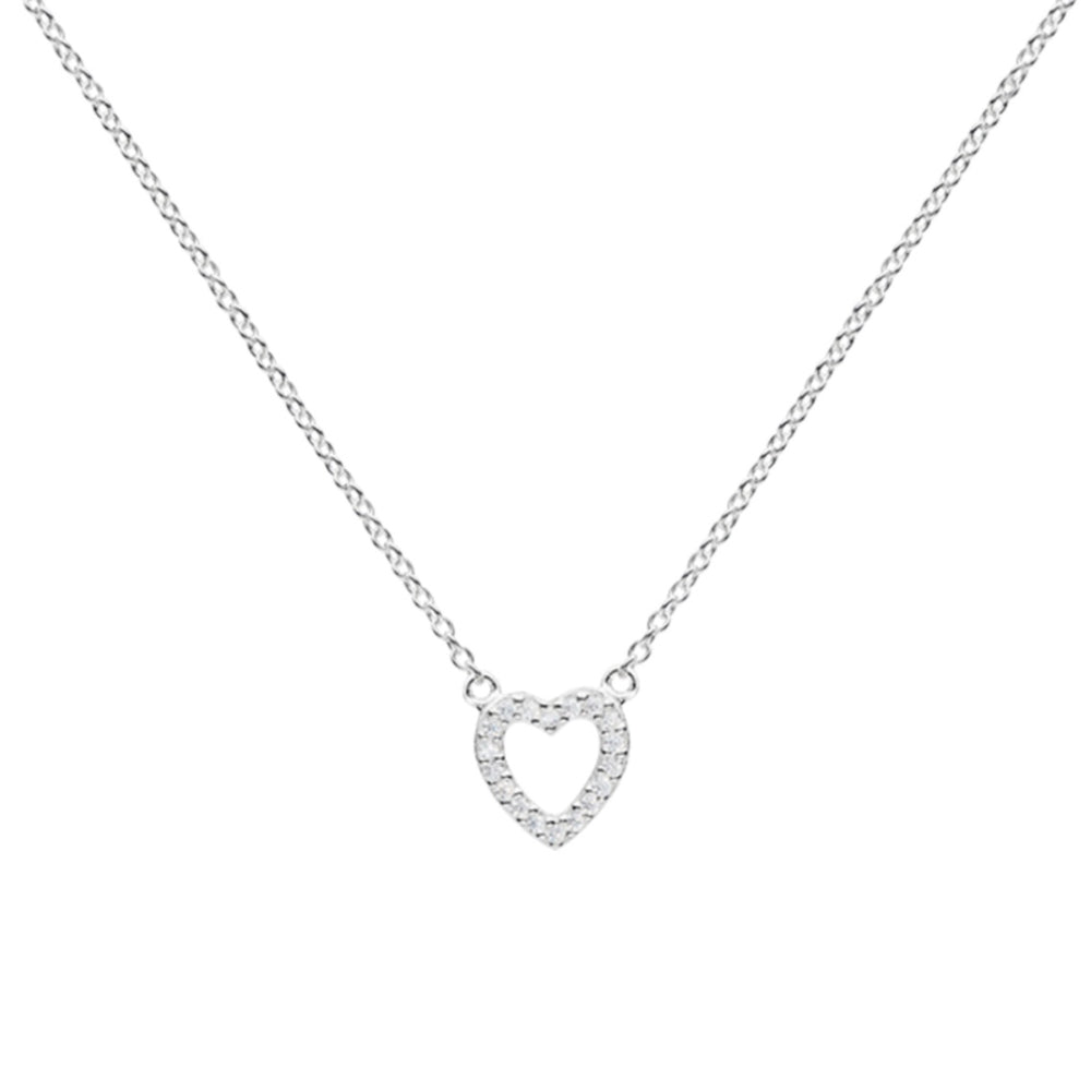 Sterling Silver Open Heart CZ Necklace