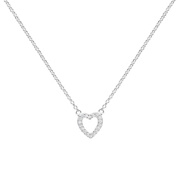 Sterling Silver Open Heart CZ Necklace