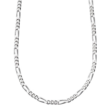 Sterling Silver Figaro Chain 18” Necklace