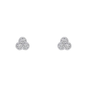 Sterling Silver CZ Trilogy Stud Earrings