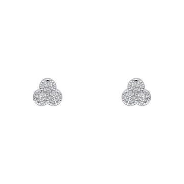 Sterling Silver CZ Trilogy Stud Earrings