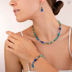 Coeur De Lion | Geocube Earrings Blue-Green 2838