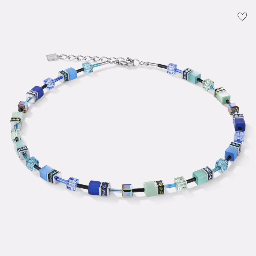 Coeur De Lion | Geocube Necklace Blue-Green 2838