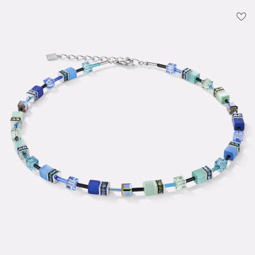 Coeur De Lion | Geocube Necklace Blue-Green 2838