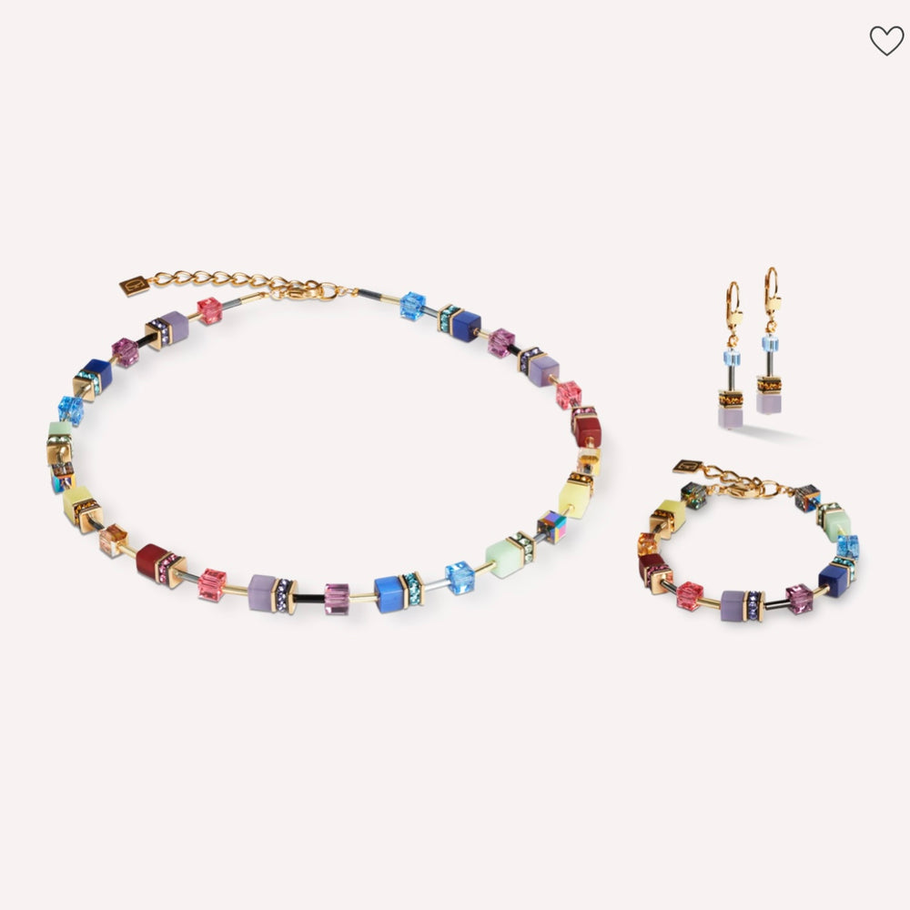 Coeur De Lion | Geocube Iconic Earrings Gold-Multicolour 2838