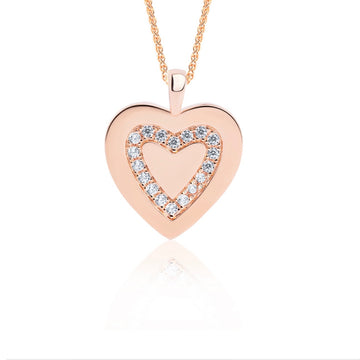 Real Effect | Rose Gold Heart CZ Necklace