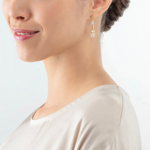 Coeur De Lion | GeoCube Iconic Nature Earrings Gold-White