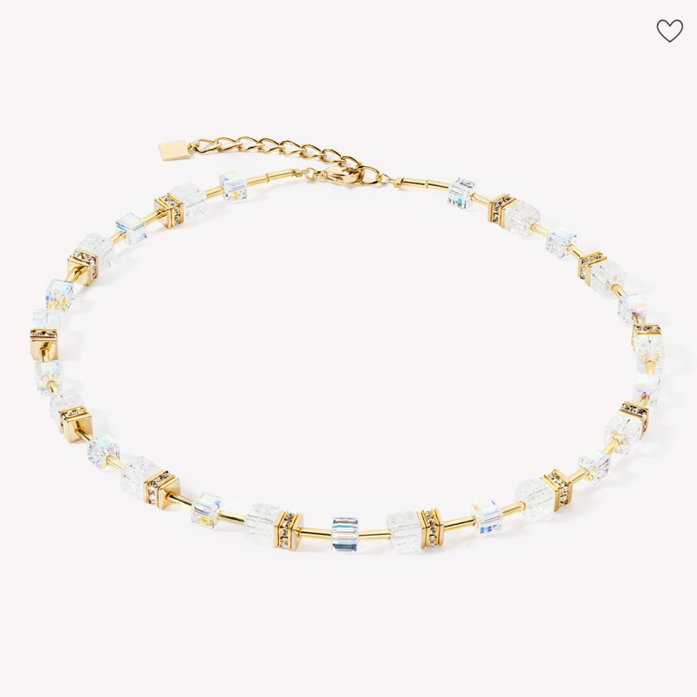 Coeur De Lion | GeoCube Iconic Nature Necklace Gold-White