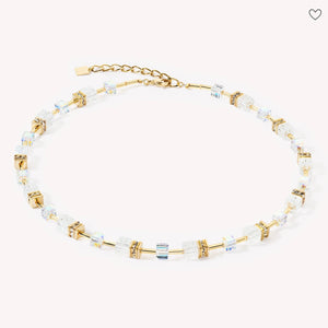 Coeur De Lion | GeoCube Iconic Nature Necklace Gold-White