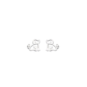 Sterling Silver Dinky Dog CZ Stud Earrings