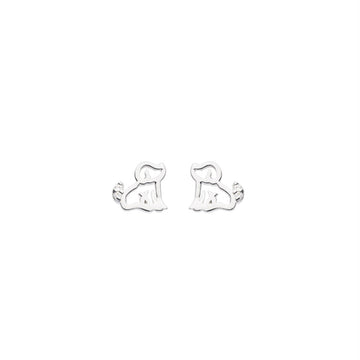 Sterling Silver Dinky Dog CZ Stud Earrings