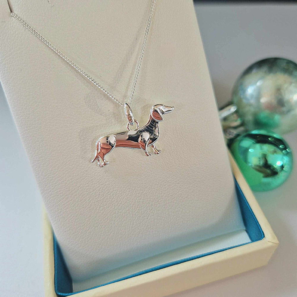 Sterling Silver 3D Sausage Dog Necklace