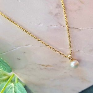 6mm Freshwater Pearl Gold Plate With CZ Bale 18” Necklace