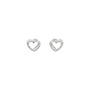 Sterling Silver Entwined Heart CZ Stud Earrings