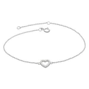 Sterling Silver Open Heart CZ Bracelet