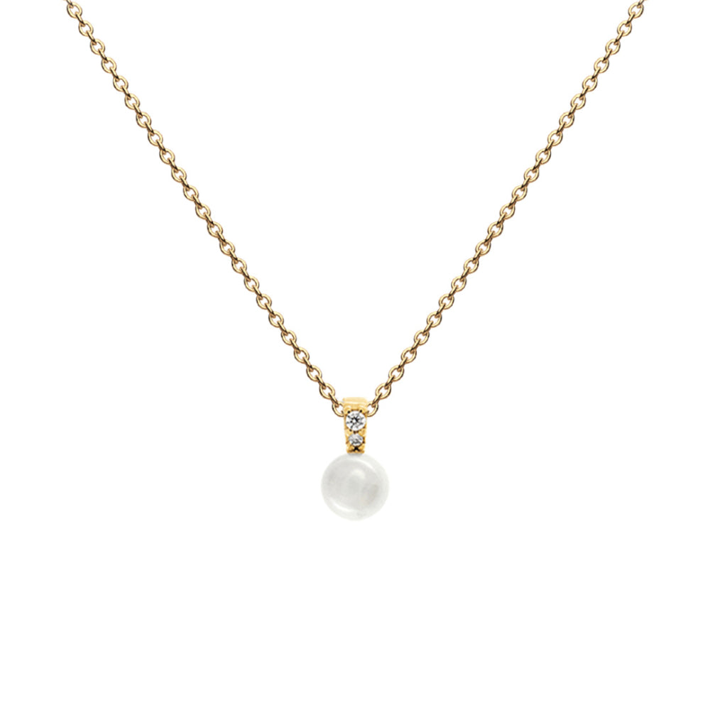 6mm Freshwater Pearl Gold Plate With CZ Bale 18” Necklace