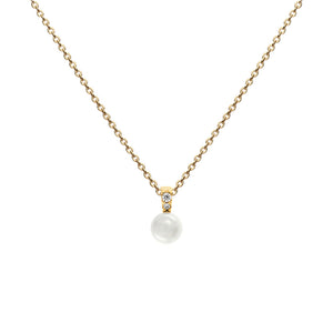 6mm Freshwater Pearl Gold Plate With CZ Bale 18” Necklace