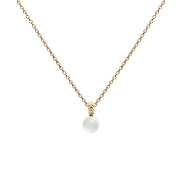 6mm Freshwater Pearl Gold Plate With CZ Bale 18” Necklace