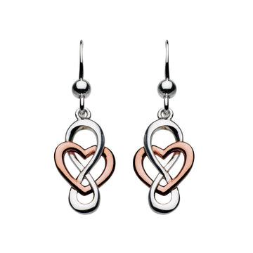 Heritage Cara Rose Gold Celtic Looped Heart Drop Earrings