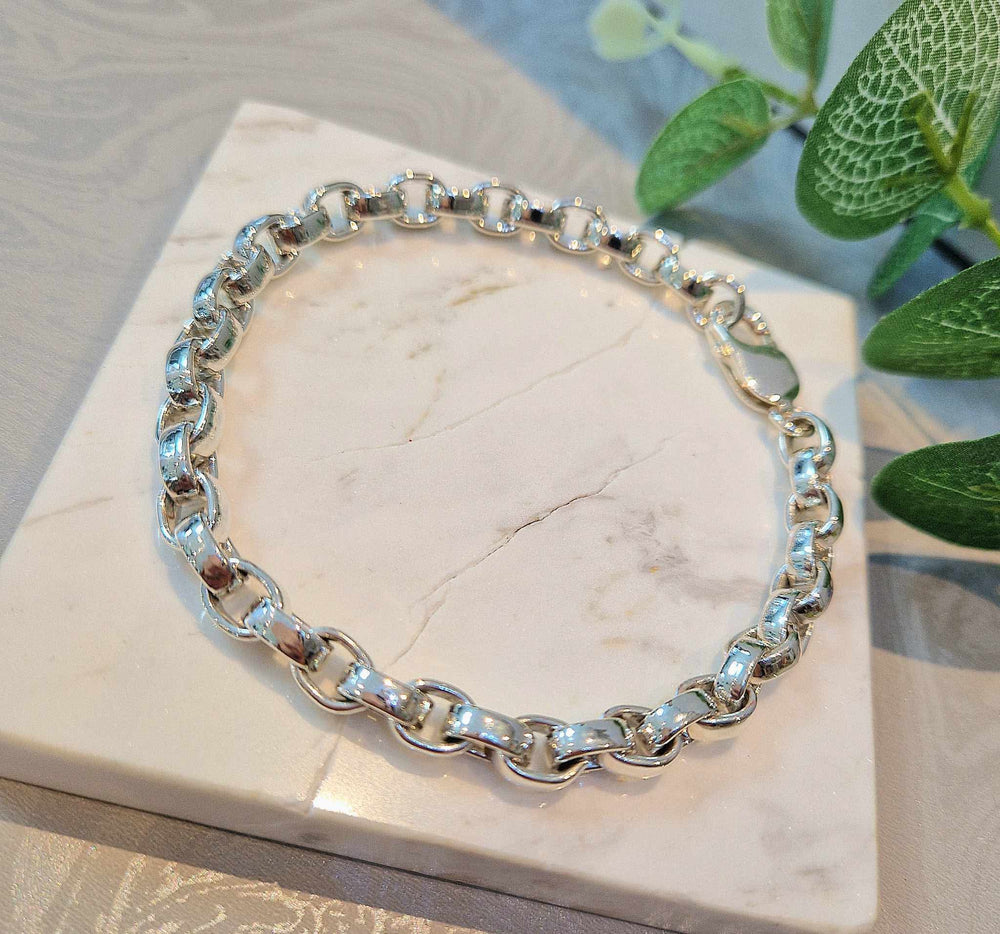 Sterling Silver Oval Belcher Bracelet