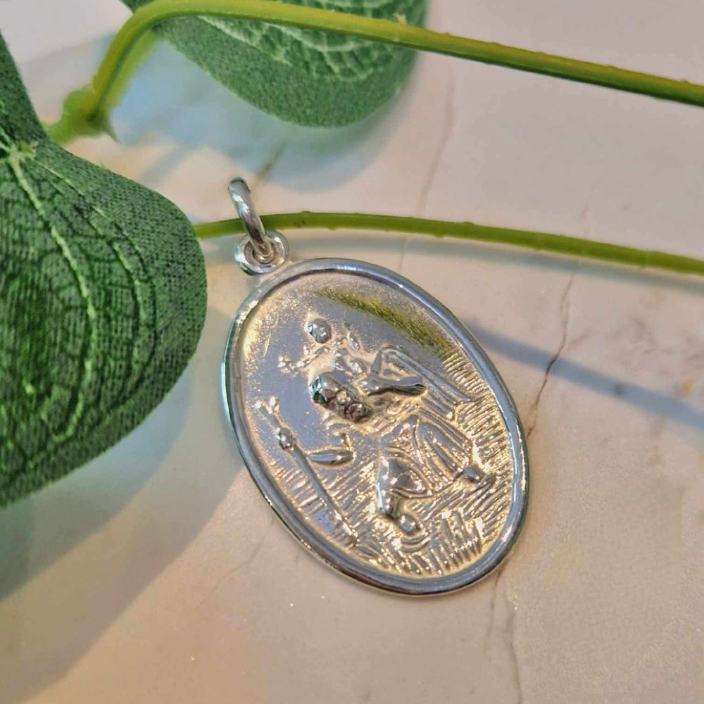 Sterling Silver Oval Plain St Christopher