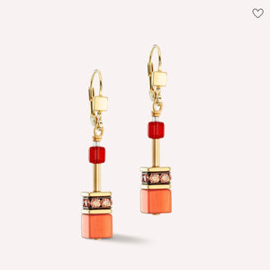 Coeur De Lion | Geocube Iconic Earrings Gold Red