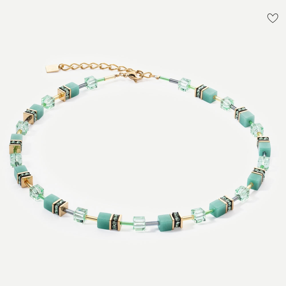 Coeur De Lion | Geocube Iconic Mono Gold Necklace Green