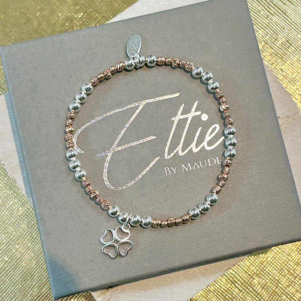 Ettie Silver and Rose Bracelet | Heart Clover